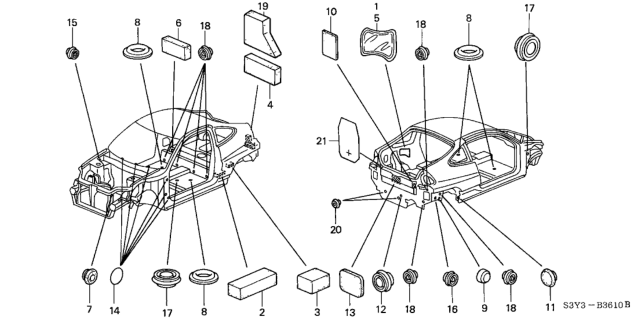2002 Honda Insight Insulator, RR. Wheelhouse (A) Diagram for 74537-S3Y-000