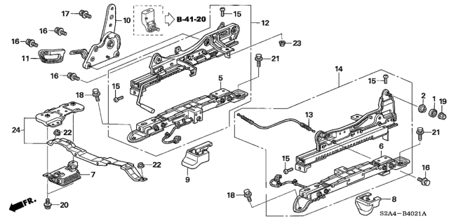 2006 Honda S2000 Adjuster, R. Slide (Inner) Diagram for 81270-S2A-A51