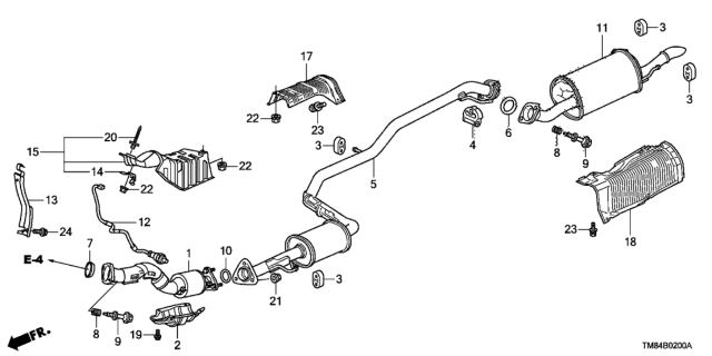 2012 Honda Insight Exhaust Pipe - Muffler Diagram