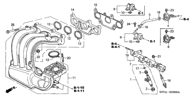 2004 Honda Insight Injector Set, Fuel Diagram for 06164-PHM-000