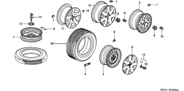 2004 Honda Civic Tire (P185/70R14) (87S) (M+S) (Dunlop) Diagram for 42751-DUN-028
