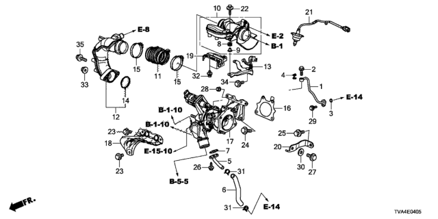 2018 Honda Accord Turbocharger Assembly Diagram for 18900-6A0-003