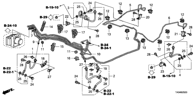 2009 Honda Accord Pipe W, Brake Diagram for 46376-TA1-A00