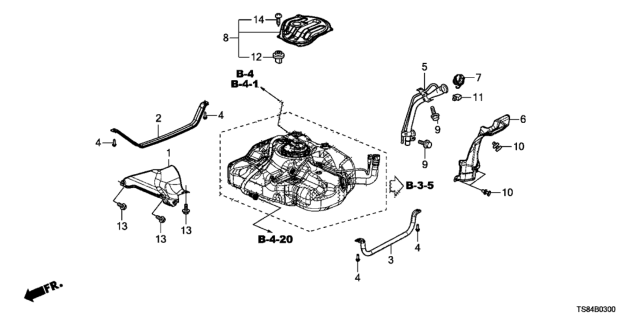2012 Honda Civic Band, Fuel Tank Mounting Diagram for 17521-TR0-A70