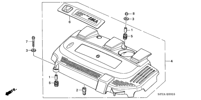 2006 Honda Insight Rubber, In. Manifold Cover Mounting Diagram for 32122-PHM-000