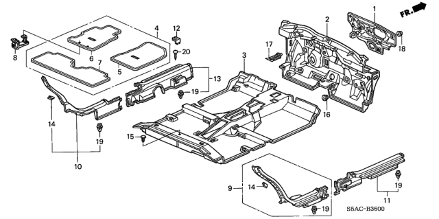 2005 Honda Civic Floor Mat, R. FR. *NH361L* (CF GRAY) Diagram for 83601-S5D-A00ZA