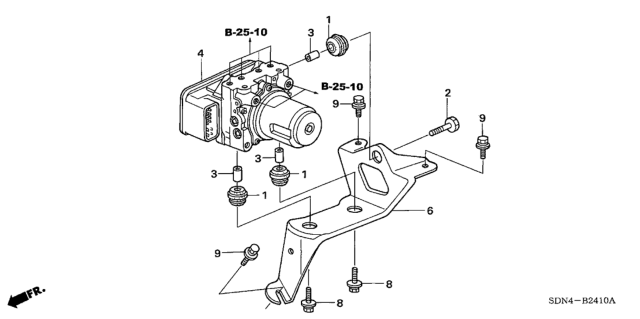 2003 Honda Accord Modulator Assembly Diagram for 57110-SDA-003