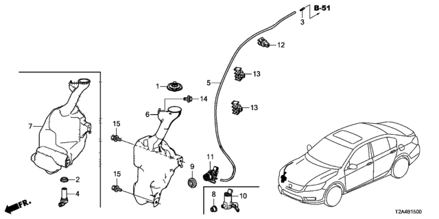 2013 Honda Accord Cap, Washer Mouth Diagram for 76802-SK7-003