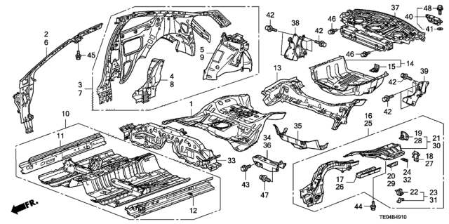2011 Honda Accord Crossmember, RR. Floor Diagram for 65750-TA0-A00ZZ