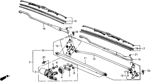 1990 Honda Prelude Arm, Windshield Wiper (Passenger Side) Diagram for 76610-SF1-A01