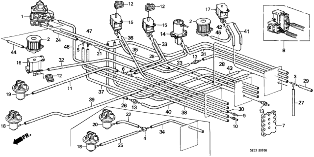 1986 Honda Accord Valve Assembly, Egr Control Diagram for 18740-PH4-671