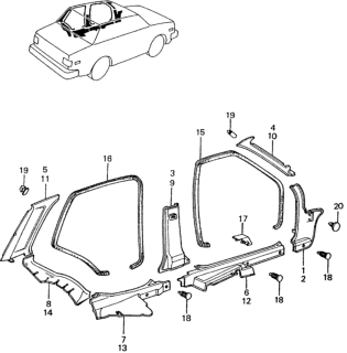1981 Honda Civic Trim, Opening *R23L* (CHIC RED) Diagram for 75886-SA0-000ZE