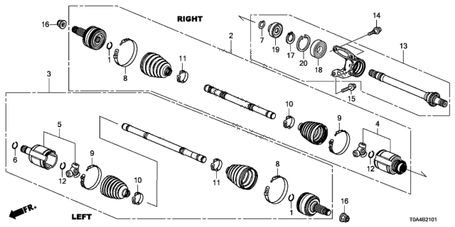 2015 Honda CR-V Band,Shaft Boot Diagram for 44329-T1W-A01