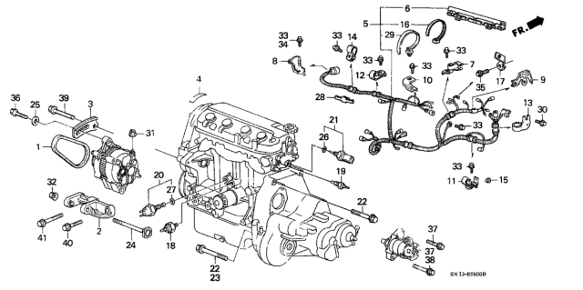 1988 Honda Civic Clamp, L. Engine Wire Harness Diagram for 32746-PG7-000