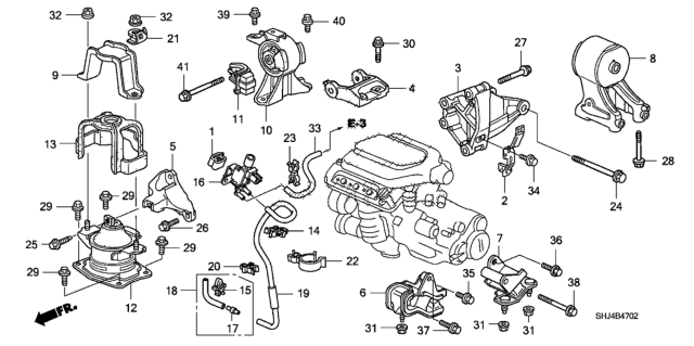 2008 Honda Odyssey Clamp, Electronic Control Mounting Solenoid Diagram for 50911-SHJ-A02