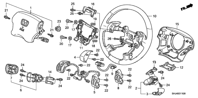 2008 Honda Odyssey Wheel, Steering (Dark Atlas Gray) (Leather) Diagram for 78501-SHJ-A31ZB