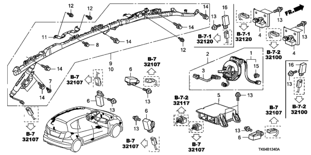2012 Honda Fit SRS Unit Diagram for 77960-TK6-A04