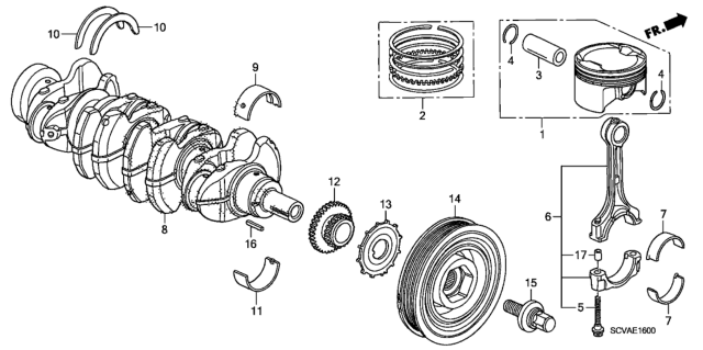 2009 Honda Element Piston - Crankshaft Diagram