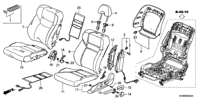 2011 Honda Civic Pad, L. FR. Seat-Back Diagram for 81527-SVB-A41
