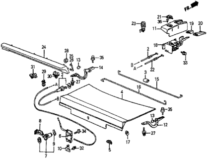 1986 Honda Prelude Cable, Fuel Lid Opener Diagram for 73240-SB0-671