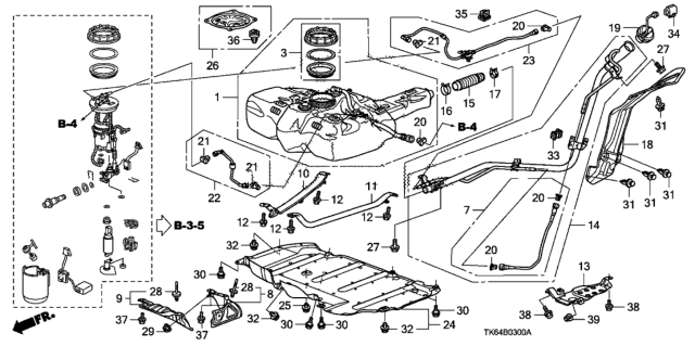 2011 Honda Fit Cover, Fuel Filler Pipe Diagram for 17668-TK6-A00