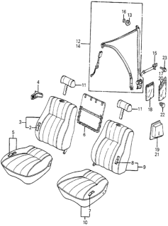 1982 Honda Accord Seat-Back Assy., L. FR. *YR63L* (SINCERE BEIGE) Diagram for 77420-SA5-671ZD