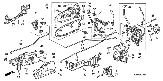 2003 Honda S2000 Cylinder, Driver Side Door Diagram for 72185-S2A-A01