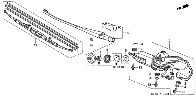1995 Honda Accord Motor Assembly, Rear Windshield Wiper Diagram for 76700-SV5-A01