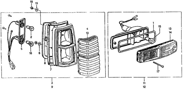 1979 Honda Civic Lens & Housing, R. Taillight Diagram for 33501-663-661
