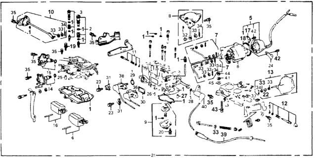 1978 Honda Accord Gasket Kit, Carburetor On-Car Diagram for 06161-657-013