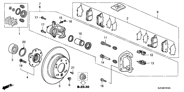 2012 Honda Ridgeline Bearing Assembly, Rear Hub Unit Diagram for 42200-SJC-A01