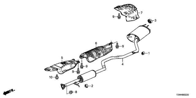 2014 Honda Accord Hybrid Silencer Complete, Exhaust Diagram for 18307-T3Z-A01