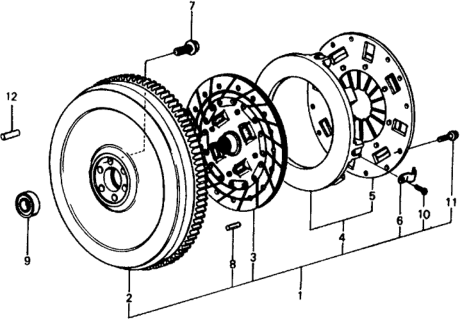 1975 Honda Civic Flywheel Diagram for 22100-657-010