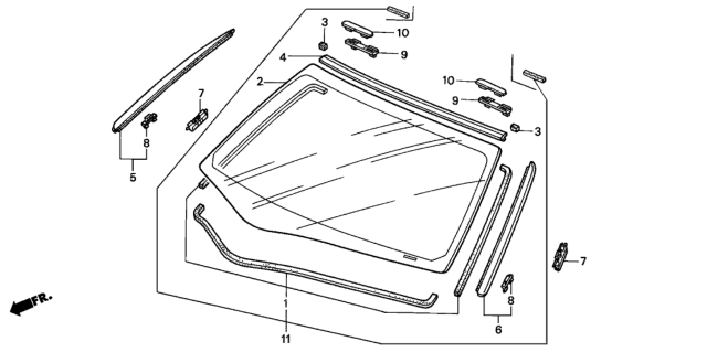 2001 Honda Civic Molding, FR. Windshield Diagram for 73150-S5P-A01
