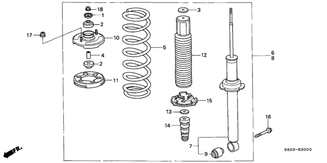 1999 Honda Accord Shock Absorber Assembly, Right Rear Diagram for 52610-S82-A02