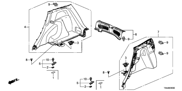 2015 Honda Fit Lining Assy., L. Trunk Side *NH900L* (NEUTRAL BLACK) Diagram for 84651-T5R-A01ZA