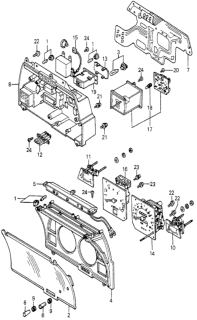 1981 Honda Prelude Tachometer Assembly Diagram for 37250-692-701