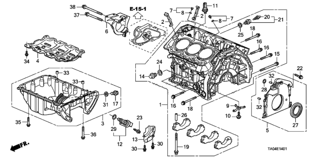 2009 Honda Accord Cylinder Block - Oil Pan (V6) Diagram