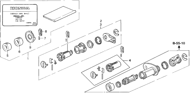 1994 Honda Civic Key Cylinder Kit Diagram