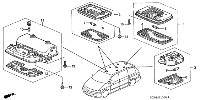 2004 Honda Odyssey Console Assy., Roof *YR169L* (MILD BEIGE) Diagram for 83250-S0X-A22ZC