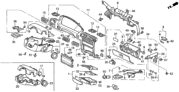 1990 Honda Accord Instrument Garnish Diagram