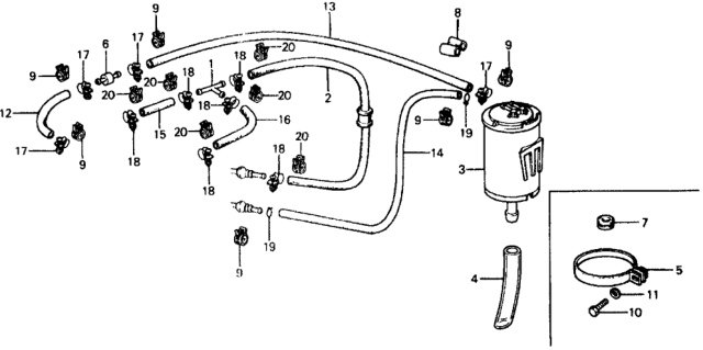 1975 Honda Civic Band, Canister Diagram for 17357-659-000