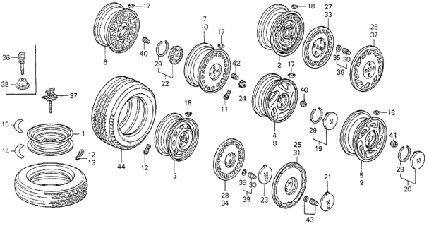 1988 Honda Prelude Washer, Wheel Nut (Fuse Rashi) Diagram for 44737-SA0-981