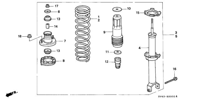 1994 Honda Accord Shock Absorber Assembly, Left Rear Diagram for 52620-SV4-A02