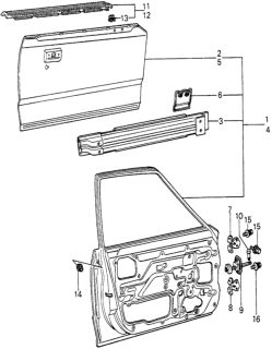 1983 Honda Civic Molding Assy., L. FR. Door Diagram for 75805-SA3-660