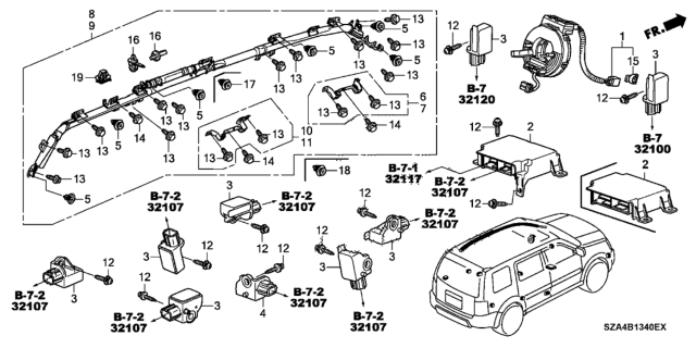 2009 Honda Pilot Bracket Set, L. FR. Grab Rail Diagram for 78830-SZA-A80