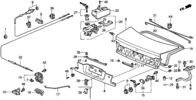 1996 Honda Accord Cover, Trunk Opener *YR147L* (GRACE BEIGE) Diagram for 74881-SM4-A01ZM