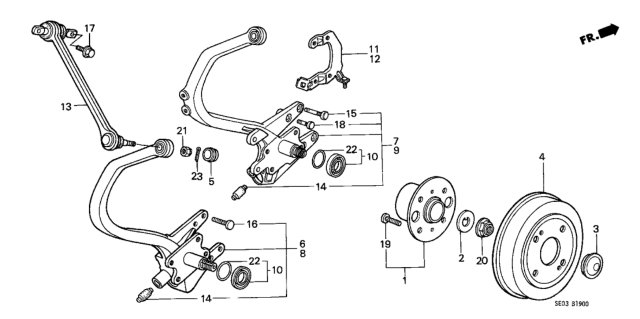 1989 Honda Accord Knuckle, Right Rear (Drum) Diagram for 52111-SE0-030