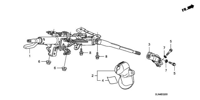 2008 Honda Fit Column Assembly, Steering Diagram for 53200-SLN-A01