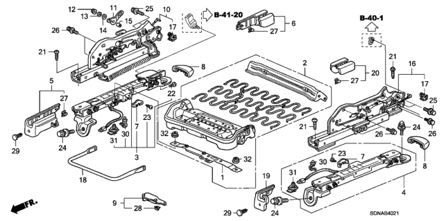 2007 Honda Accord Front Seat Components (Passenger Side) Diagram